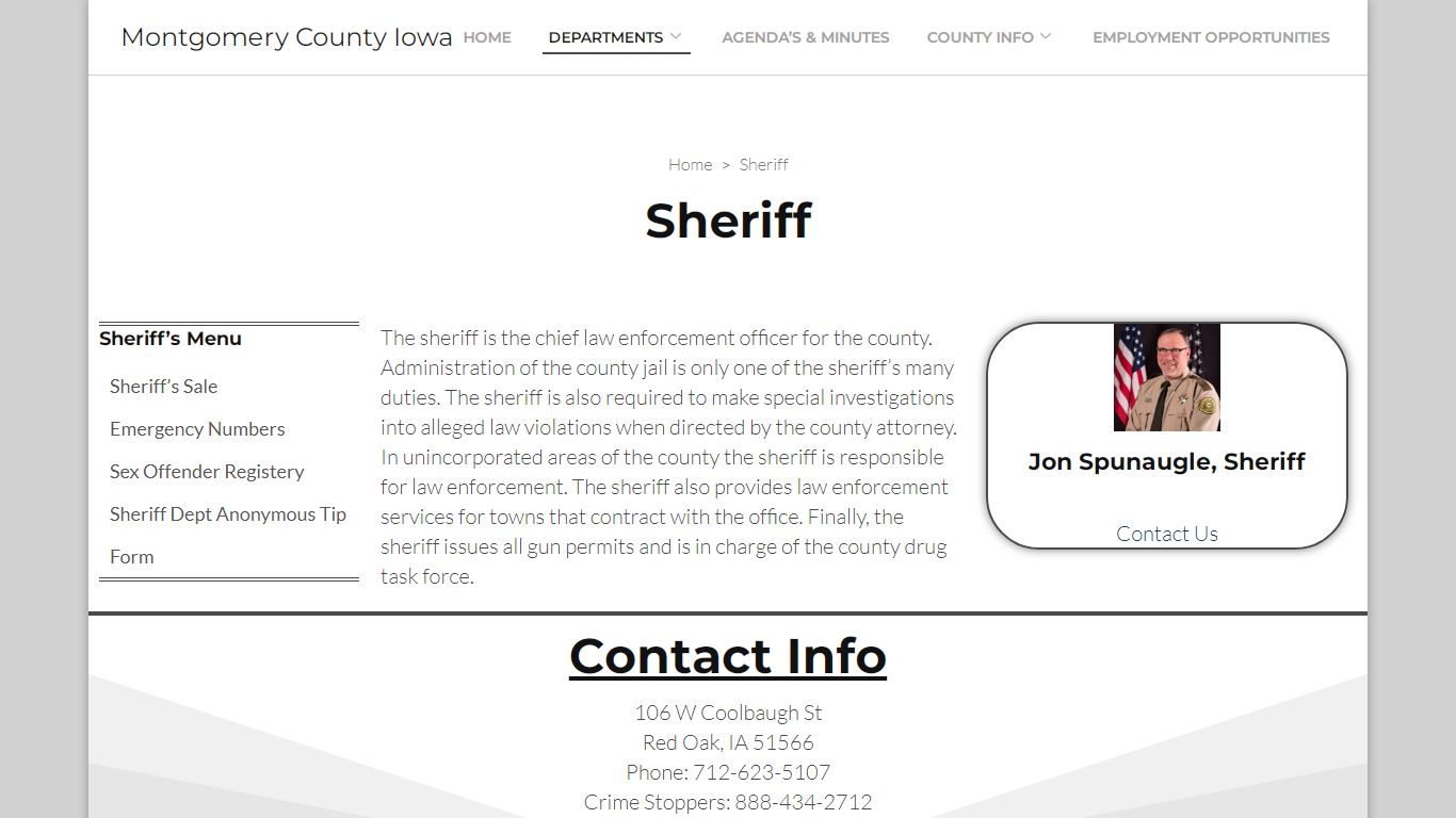 Sheriff - Montgomery County Iowa